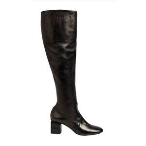 NEW! Ermanno Scervino Leather Knee Boots Croc Effect Block Heels Size 7.5 $1446